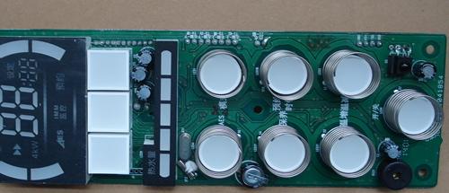 A PCB with round framed capacitive touch spring