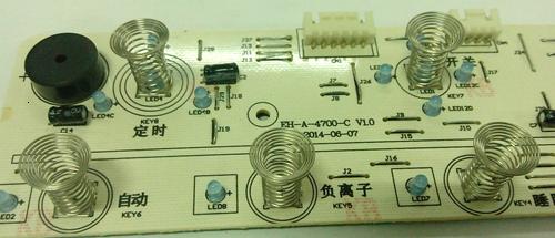 A PCB with conical capacitive touch spring