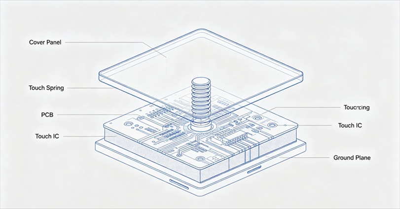 Cross-Sectional View of the Touch Spring Structure